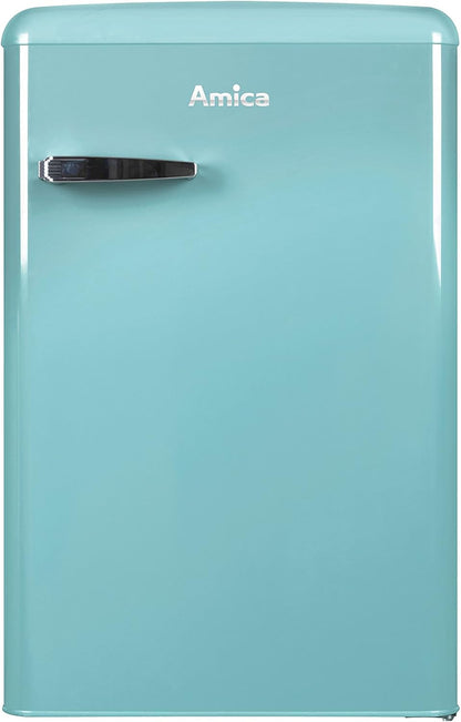 Amica KGC 15632 T Retro Kühl-/Gefrierkombination / Ice Blue (Türkis) / 144cm (H) x 55cm (B) x 62cm (T) / Retro-Design / Kühlschrank mit Gefrierfach