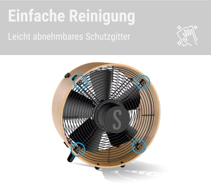 Stadler Form Ventilator Otto, aus Bambus, mit 3 Geschwindigkeiten, ideal im Sommer und fürs Schlafzimmer, Wohnzimmer und Büro geeignet, einfache Reinigung, 50 Watt