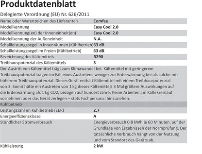 Comfee Mobiles Klimagerät MPPH-09CRN7, 9000 BTU 2,6kW, Kühlen&Ventilieren&Entfeuchten, Raumgröße bis 88m³(33㎡), Mobile Klimaanlage mit Abluftschlauch