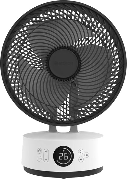 MEACO MeacoFan Sefte® Tischventilator - 10 Luftumwälzer mit 12 Geschwindigkeiten - Horizontale und vertikale Oszillation - 3 Oszillationsbereiche - Ultraleise, ferngesteuerte Kühlung, Schwarz