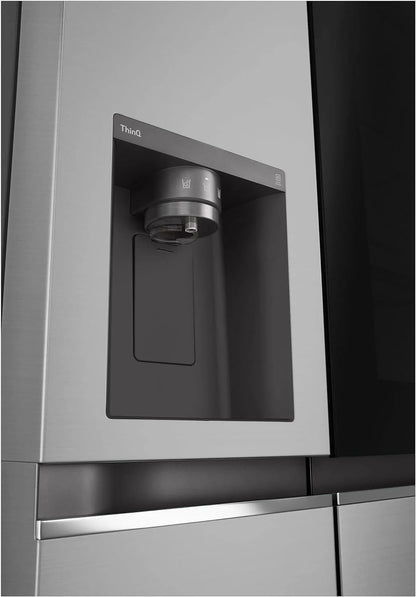 LG GSGV81PYLL Side by Side Kühlschrank, Klasse E, 635 L, Instaview, Kühlschrank mit Gefrierfach, Eis-, Crushed Ice- Wasserspender, Total NoFrost, Smart Inverter Kompressor, Wi-Fi