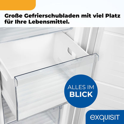 Exquisit Gefrierschrank NoFrost, Tiefkühlschrank groß, 161 Liter, Schnellgefrieren, Alarm-Funktion, GS5231-NF-H-040C weiss