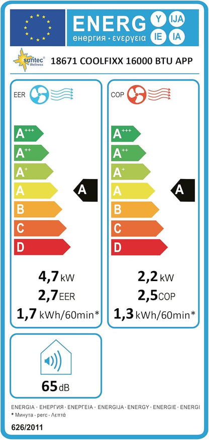 SUNTEC Mobiles Klimagerät Impuls 2.6 Eco R290 – Klimaanlage mobil und leise mit Abluftschlauch – Kühler & Entfeuchter für Räume bis 34 qm – Mobile Kühlung für Wohnung & Büro – 9.000 BTU | 2600 Watt