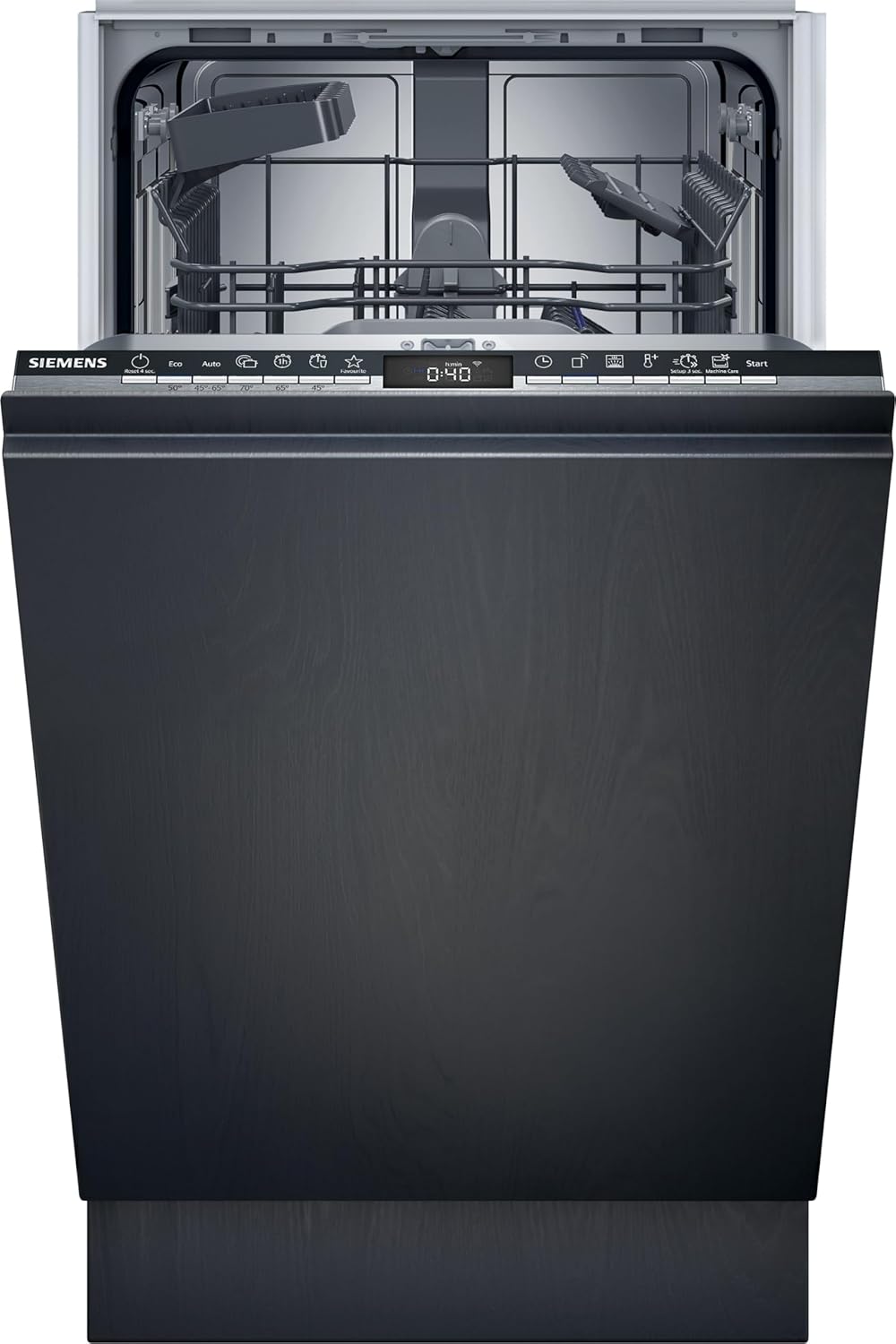 Siemens SR65YX08ME, iQ500 Smarter Geschirrspüler Vollintegriert, 45 cm breit, Besteckschublade, Zeolith, extra leise, aquaStop, automatische Türöffnung nach Programmende, varioSpeed, Innenbeleuchtung