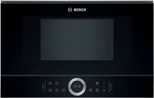 Bosch BFL634GB1 Serie 8 Einbau-Mikrowelle, 38 x 60 cm, 900 W, Türanschlag Links, AutoPilot 7 7 Automatikprogramme, Reinigungsunterstützung, TFT-Touchdisplay, LED-Beleuchtung gleichmäßige Ausleuchtung