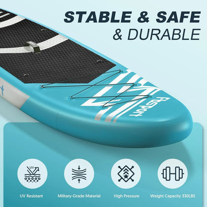 Premium-Stand-Up-Paddle-Board, Yoga-Board mit strapazierfähigem SUP-Zubehör und Tragetasche | Breiter Stand, Surf-Kontrolle, rutschfestes Deck, Leine, Paddel und Pumpe für Jugendliche und Erwachsene