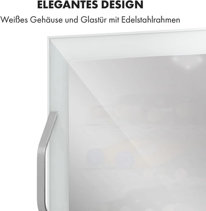 Klarstein Mini Kühlschrank mit Glastür für Zimmer, Getrnkekühlschrank mit Verstellbaren Ablagen, Kleiner 80 Liter, Indoor/Outdoor Kühlschrank Leise