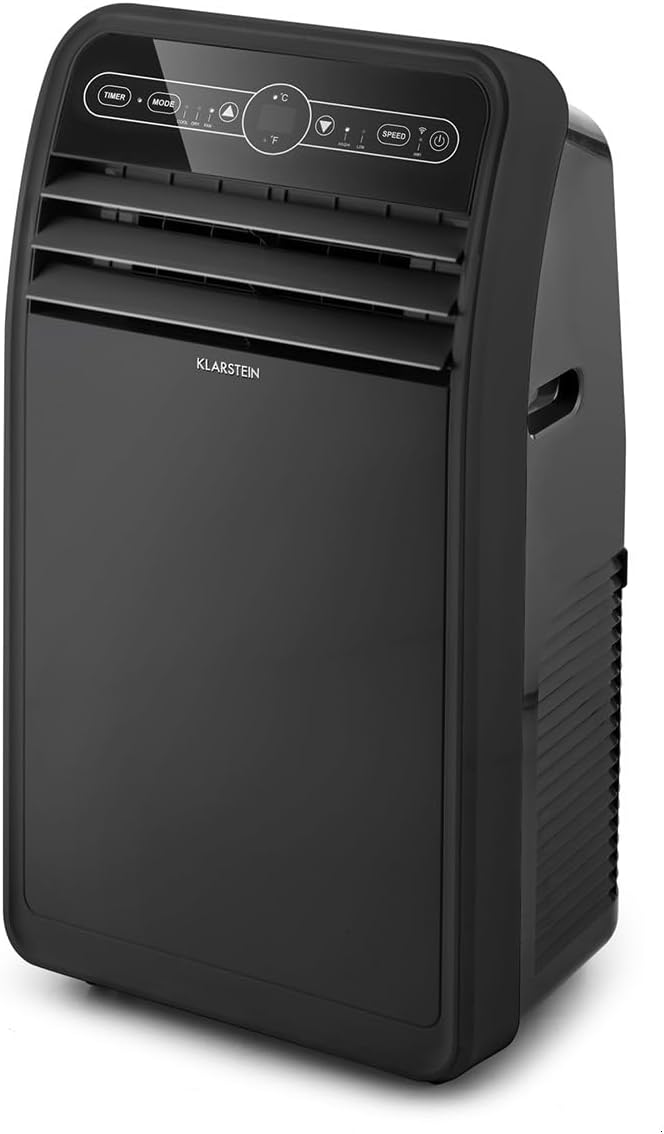 Klarstein Mobile Klimaanlage mit Abluftschlauch, 4-in-1 Klimagerät mit Ventilator, Luftentfeuchter & Nachtmodus, Kleine & Portable Klimaanlage für Wohnung & Büro, Niedriger Verbrauch, 9000 BTU