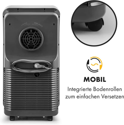 Klarstein Mobile Klimaanlage mit Abluftschlauch, 4-in-1 Klimagerät mit Ventilator, Luftentfeuchter & Nachtmodus, Kleine & Portable Klimaanlage für Wohnung & Büro, App-Steuerung, 12000 BTU