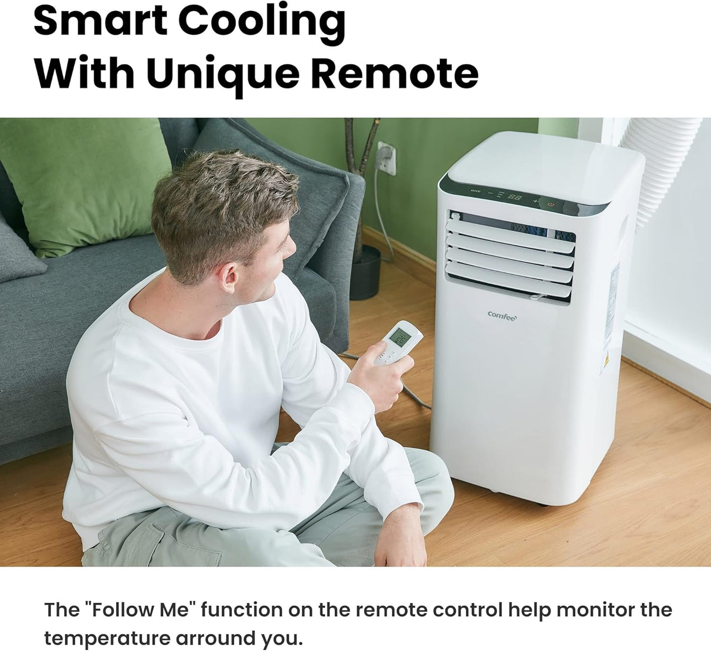 Comfee Mobiles Klimagerät Breezy Cool Pro 2.6,9000 BTU 2,6kW, Kühlen&Ventilieren&Entfeuchten,APP-Steuerung,Raumgröße bis 88m³(33㎡),Mobile Klimaanlage mit Abluftschlauch