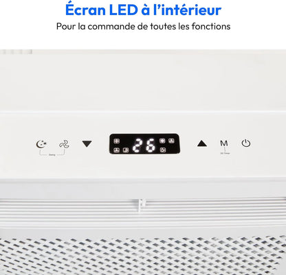MEDION Smart Climatiseur Split P502 (5000 BTU, 3-en-1, Refroidir, Déshumidification, Ventilation, pour caravane, camping-car, kit de joint de fenêtre, mode sommeil, contrôle Wifi, Écran, MD 37735)