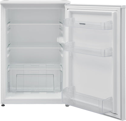 TELEFUNKEN Kühlschrank ohne Gefrierfach | Freistehend | 135 Liter Nutzinhalt | Kühlschrank klein mit Gemüsefach | LED-Beleuchtung | Türanschlag wechselbar | C-135-100-W weiß