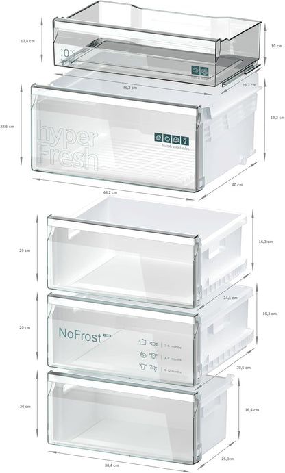 SIEMENS KG39EAICA iQ500 Kühl-Gefrier-Kombination, 201 x 60 cm, 249 L Kühlen + 94 L Gefrieren, LowFrost seltener abtauen, LED-Beleuchtung gleichmige Ausleuchtung, BigBox Platz für groes Gefriergut