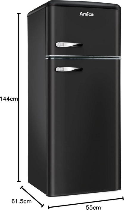Amica KGC 15632 T Retro Kühl-/Gefrierkombination / Ice Blue (Türkis) / 144cm (H) x 55cm (B) x 62cm (T) / Retro-Design / Kühlschrank mit Gefrierfach