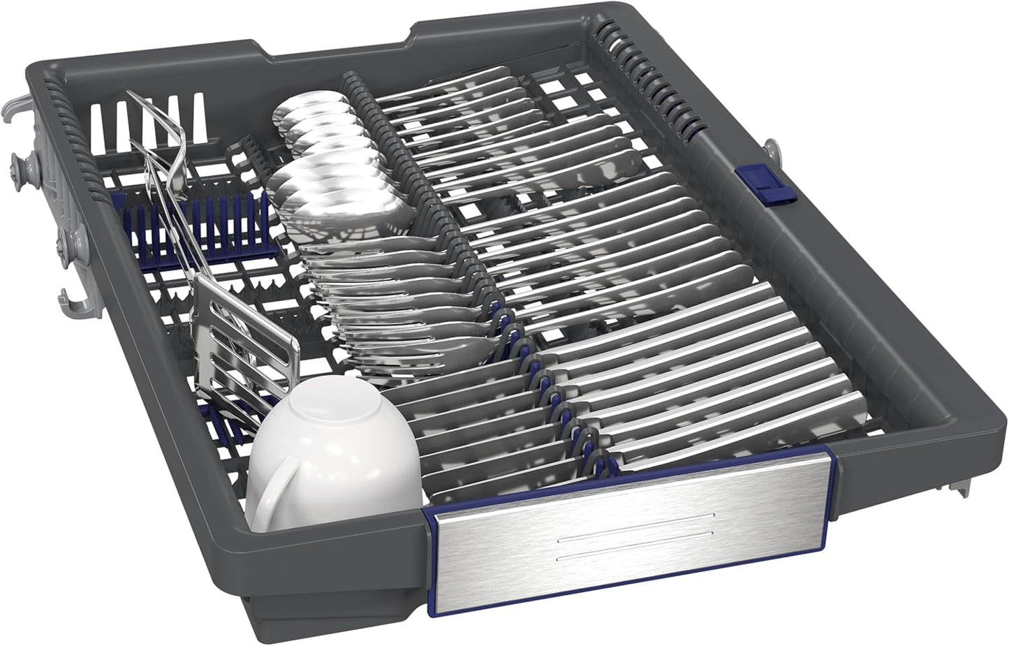 Siemens SR65YX08ME, iQ500 Smarter Geschirrspüler Vollintegriert, 45 cm breit, Besteckschublade, Zeolith, extra leise, aquaStop, automatische Türöffnung nach Programmende, varioSpeed, Innenbeleuchtung
