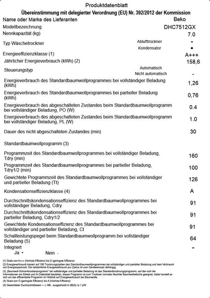 Beko DHC742GXS b300 Wrmepumpentrockner, Frontlader, 7 kg Beladungskapazitt, nur 50,8 cm tief, 15 Programme, Sonsortrocknung, Knitterschutz, Allergikergeeignet, Sulenfhig, Schontrommel, Wei