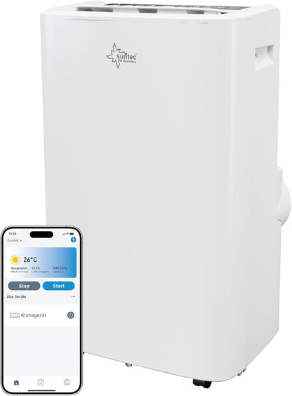 SUNTEC Mobiles Klimagerät Impuls 2.6 Eco R290 – Klimaanlage mobil und leise mit Abluftschlauch – Kühler & Entfeuchter für Räume bis 34 qm – Mobile Kühlung für Wohnung & Büro – 9.000 BTU | 2600 Watt