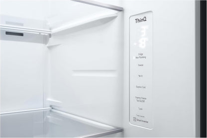 LG GSGV81PYLL Side by Side Kühlschrank, Klasse E, 635 L, Instaview, Kühlschrank mit Gefrierfach, Eis-, Crushed Ice- Wasserspender, Total NoFrost, Smart Inverter Kompressor, Wi-Fi