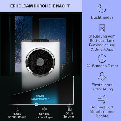 Klarstein Mobile Klimaanlage mit Abluftschlauch, 5-in-1 Klimagerät, Ventilator, Luftentfeuchter, Luftreiniger & Nachtmodus, App-Steuerung, Kleine & Portable für Wohnung & Büro, 12000 BTU
