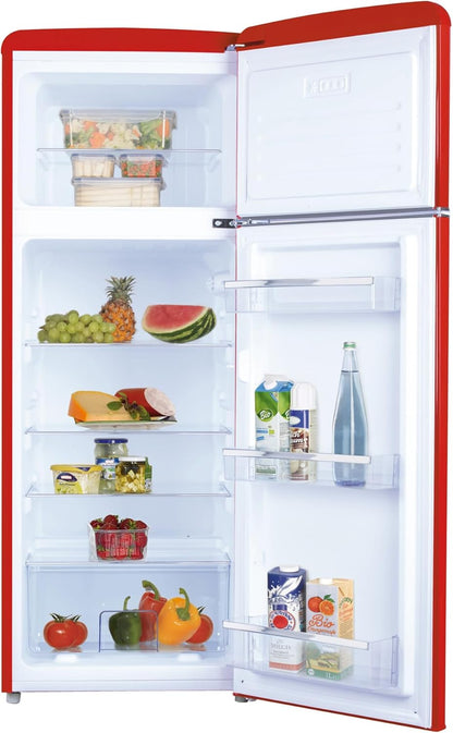Amica KGC 15632 T Retro Kühl-/Gefrierkombination / Ice Blue (Türkis) / 144cm (H) x 55cm (B) x 62cm (T) / Retro-Design / Kühlschrank mit Gefrierfach