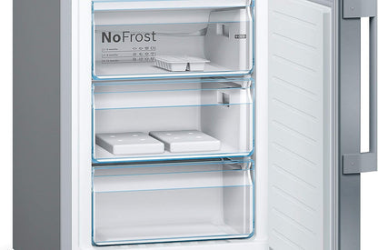 Bosch KGN36NWEA Serie 2 Kühl-Gefrier-Kombination, 186 x 60 cm, 215 L Kühlen & 87 L Gefrieren, NoFrost nie wieder abtauen, LED-Beleuchtung gleichmäßige Ausleuchtung