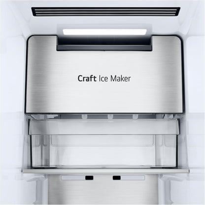 LG GSGV81PYLL Side by Side Kühlschrank, Klasse E, 635 L, Instaview, Kühlschrank mit Gefrierfach, Eis-, Crushed Ice- Wasserspender, Total NoFrost, Smart Inverter Kompressor, Wi-Fi
