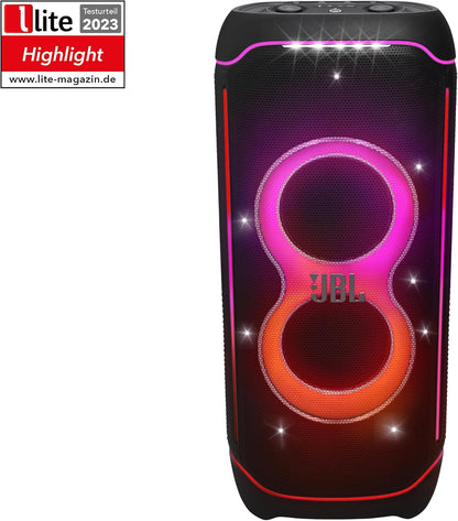 JBL Partybox Stage 120 in Schwarz – Tragbare Bluetooth-Lautsprecher-Box mit JBL Pro Sound, Lichtshow, KI-Sound-Boost und Teleskopgriff – 12 h Laufzeit