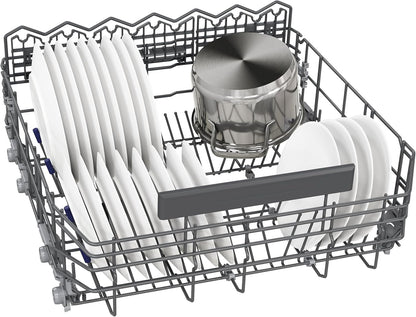 Siemens SN43ES14VE, iQ300 Smarter Geschirrspüler, Unterbau-Spülmaschine mit Besteckschublade, 60 cm, automatische Türöffnung dank autoOpen dry, besonders leise mit iQdrive-Motor, aquaStop, Edelstahl