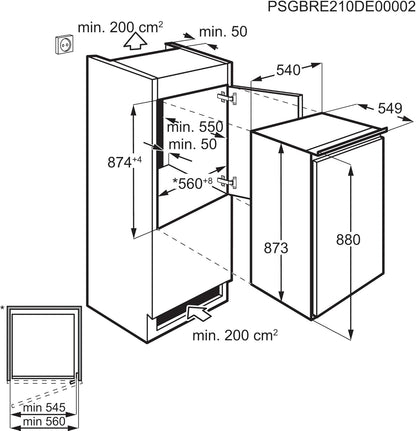 AEG TSK5O881ES Built-In Fridge / 880 mm / 142 L/Tow Door/E