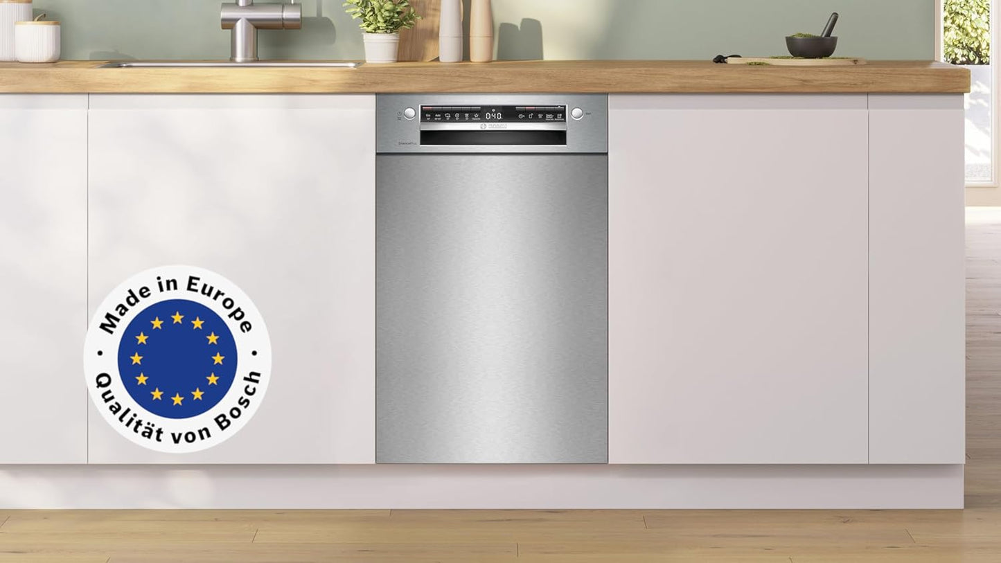Bosch SPV2IKX10E Serie 2 Smarter Geschirrspüler vollintegriert, 45 cm breit, Besteckkorb, Extra Trocknen auf Knopfdruck, InfoLight roter Lichtpunkt am Boden, AquaStop Schutz gegen Wasserschäden, Weiß
