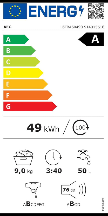 AEG L6FBG51470 Waschmaschine / Serie 6000 mit ProSense / Testsieger der Stiftung Warentest / 7,0 kg / Leise / Mengenautomatik / Nachlegefunktion / Kindersicherung / Wasserstopp / 1400 U/min