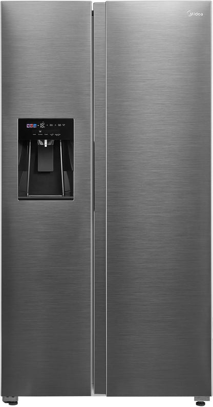 Midea KS-DDX 6.32 WT Side-by-Side Kühl-/Gefrierkombination/ 178,8 cm Hhe/ 254 kWh/Jahr/No Frost/Dual Inverter Compressor/mit 3in1 Wasser-/Eisspender und Wassertank, Dark Inox