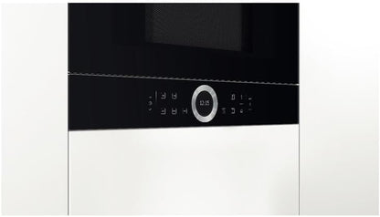 Bosch BFL634GB1 Serie 8 Einbau-Mikrowelle, 38 x 60 cm, 900 W, Türanschlag Links, AutoPilot 7 7 Automatikprogramme, Reinigungsunterstützung, TFT-Touchdisplay, LED-Beleuchtung gleichmäßige Ausleuchtung
