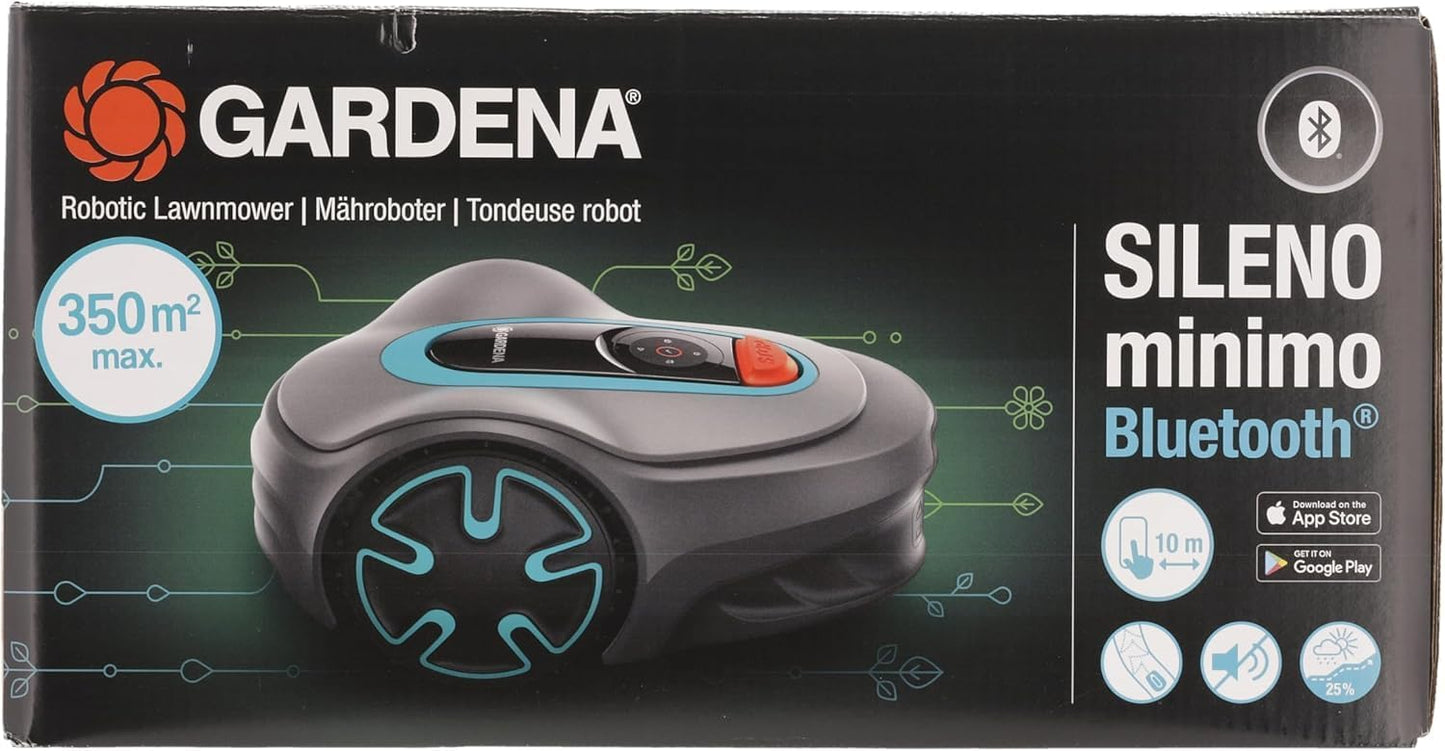 Gardena Mähroboter SILENO minimo 250 m²: intelligenter Rasenmäher mit optimaler Konnektivität, mit Gardena Bluetooth App programmierbar, DE-Version (15201-20)