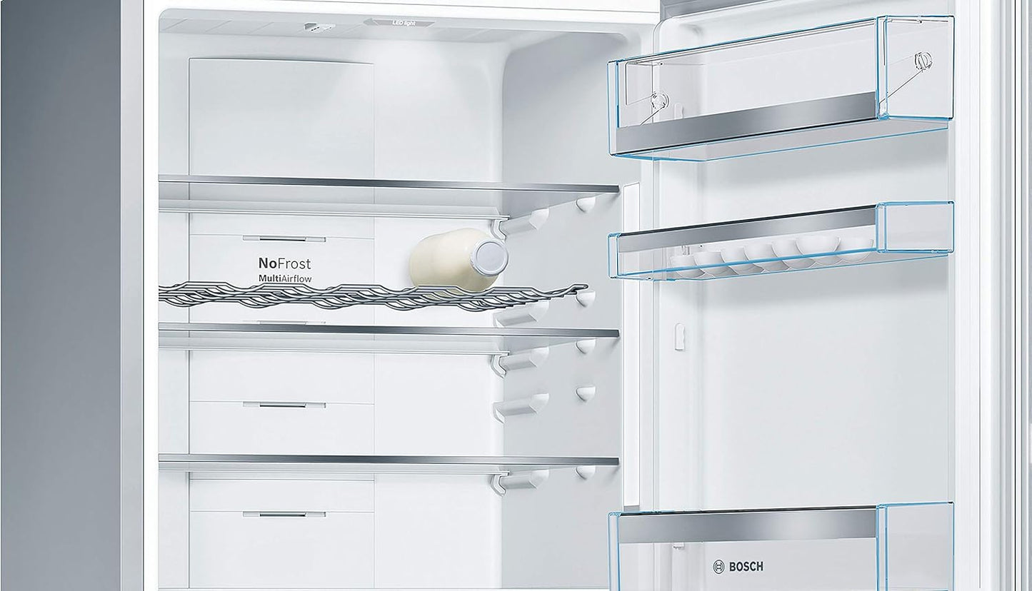 Bosch KGN36NWEA Serie 2 Kühl-Gefrier-Kombination, 186 x 60 cm, 215 L Kühlen & 87 L Gefrieren, NoFrost nie wieder abtauen, LED-Beleuchtung gleichmäßige Ausleuchtung