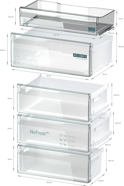 SIEMENS KG39EAICA iQ500 Kühl-Gefrier-Kombination, 201 x 60 cm, 249 L Kühlen + 94 L Gefrieren, LowFrost seltener abtauen, LED-Beleuchtung gleichmige Ausleuchtung, BigBox Platz für groes Gefriergut