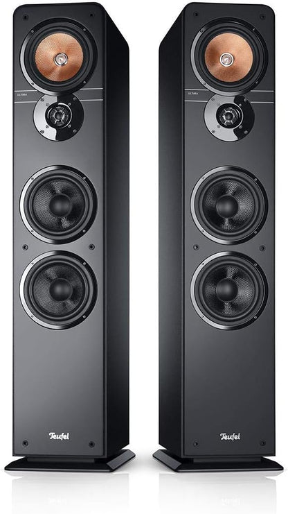 Teufel Ultima 40 Stereo Lautsprecher - HiFi Standlautsprecher Paar der Spitzenklasse, Phase-Plug Hochtöner, 3-Wege System, Doppelrohr-Bassreflex, Musik, Filmton, Games - schwarz