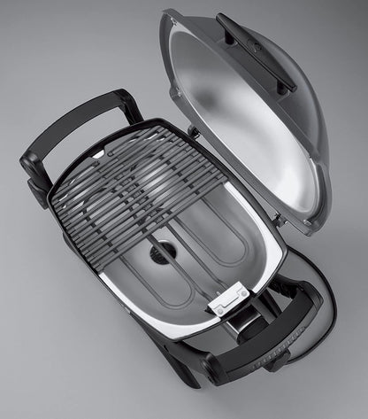 Weber Q1400 Elektrogrill, 43 x 32cm Grillfäche, portabler BBQ Grill, 2-geteilter porzellanemaillierter Guss-Grillrost, Aluminiumguss Deckel & Gehäuse - Dark Grey (52020079)
